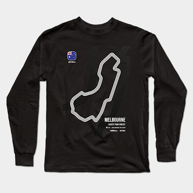 Melbourne Race Track (B&W) Long Sleeve T-Shirt by RaceCarsDriving